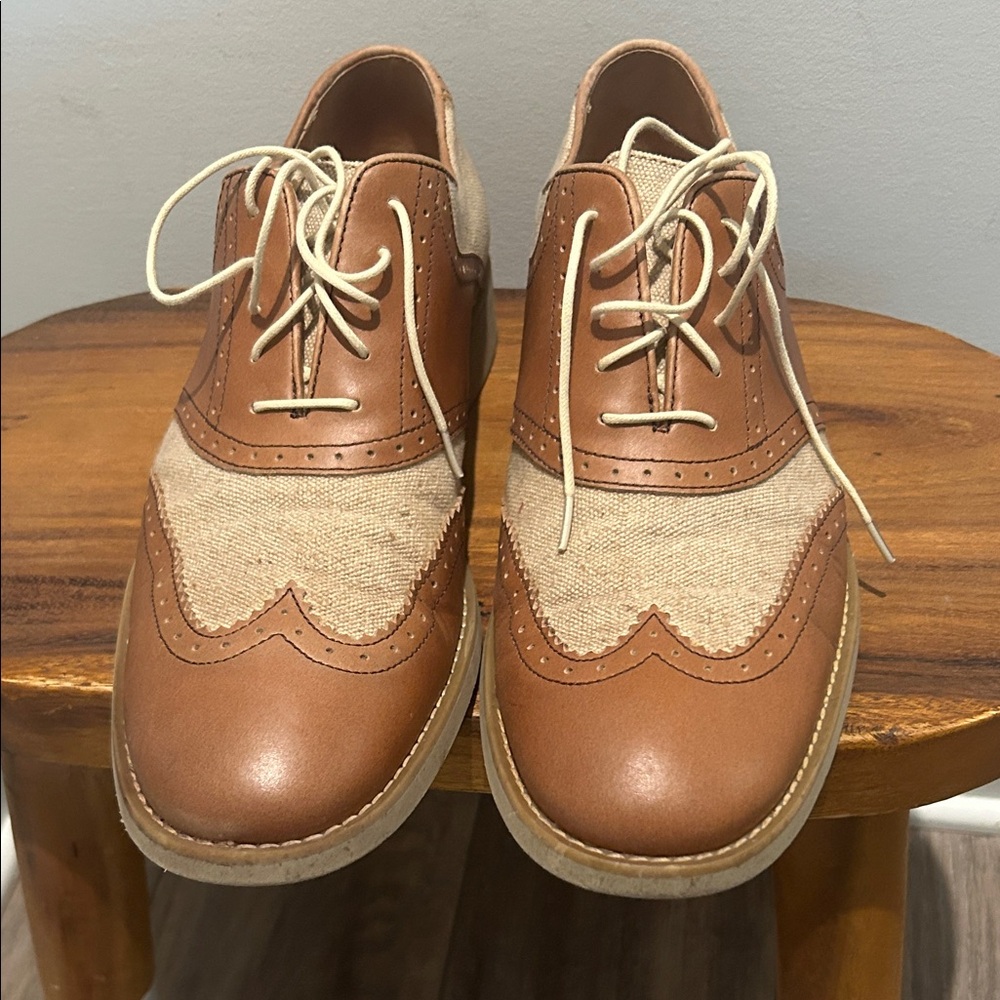 Johnston & Murphy Hamblen Tan and Cream Oxfords size 12M